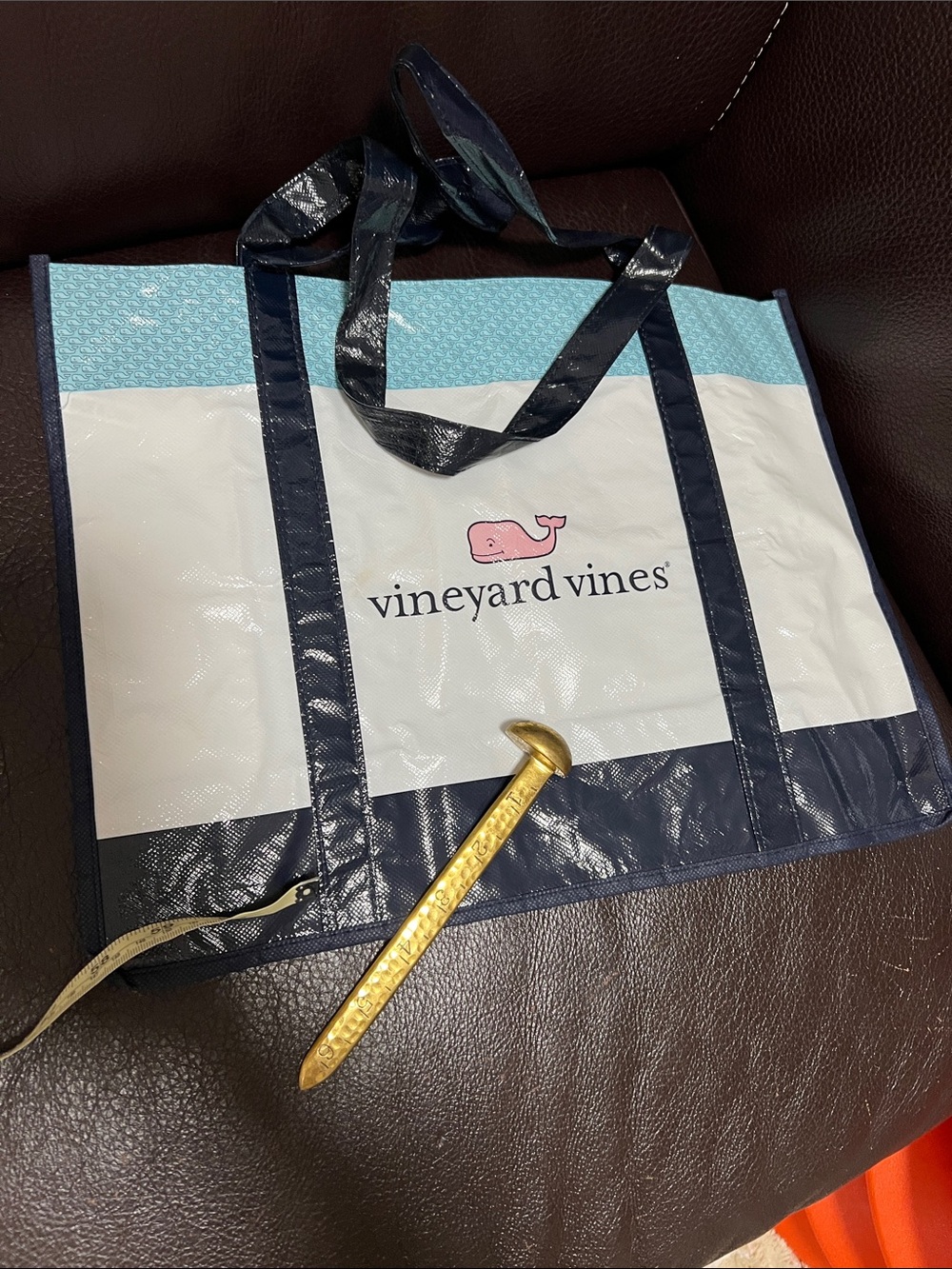 Vineyard Vines Navy, Light Blue & White Whale Beach Tote